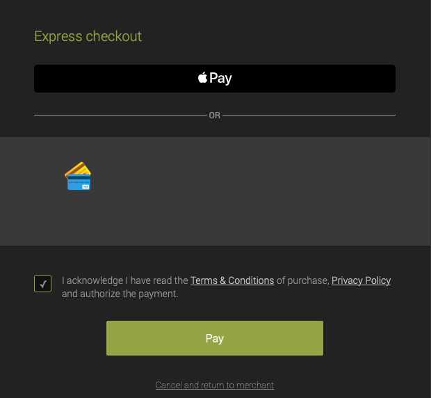 Apple Pay Express checkout button